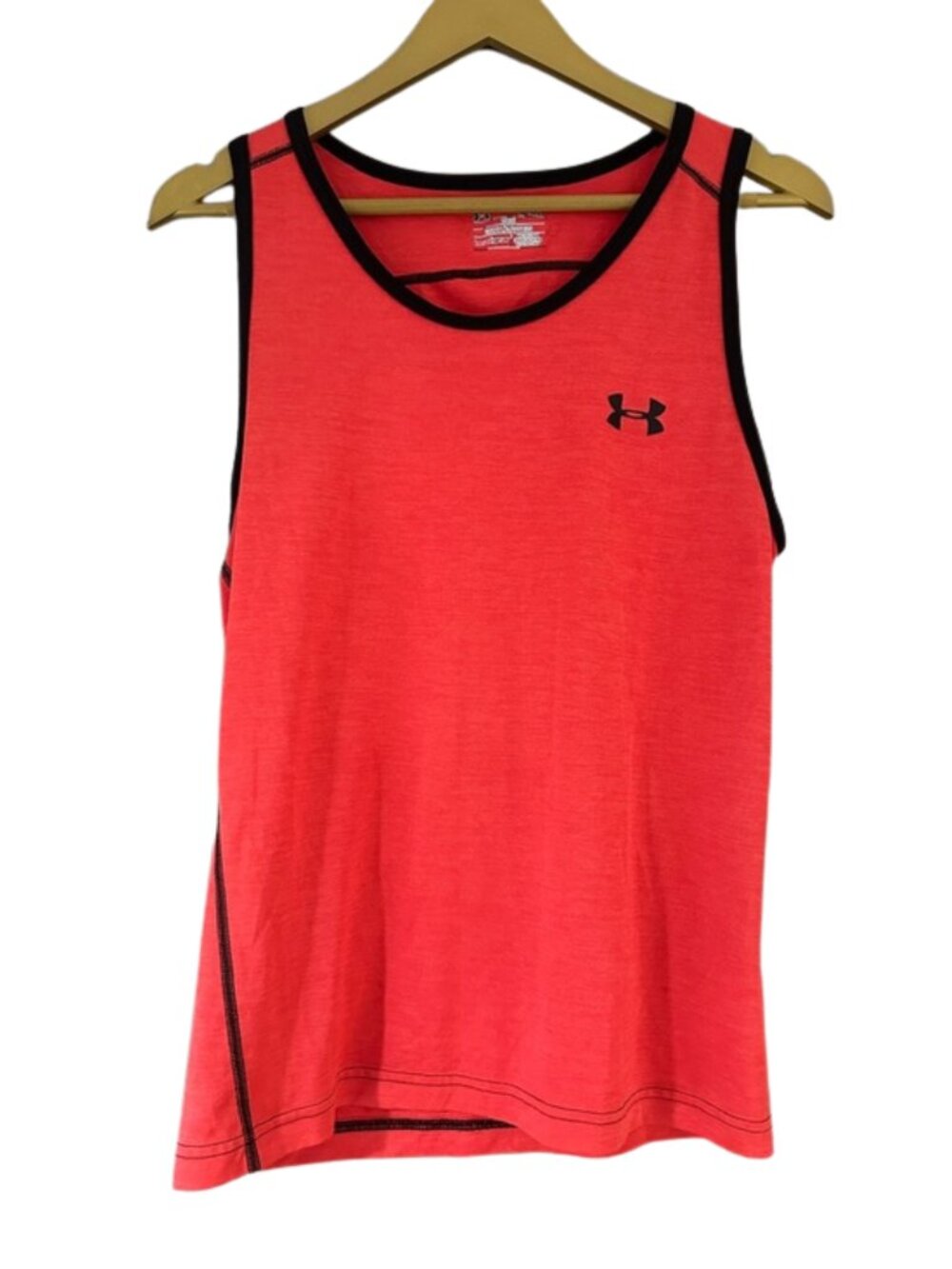 Under Armour Men’s Tech Tank Top Red Black Trim Athletic Sleeveless Shirt